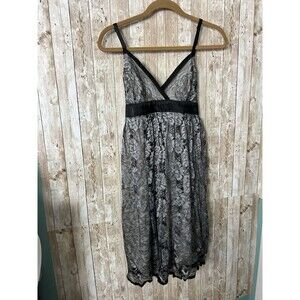 Vintage Candies Y2k Size L Satin Black Silver Lace Prom Dress HOCO Whimsigoth